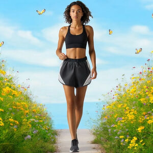 Women's Sweaty Betty Running Shorts, M, Black & Green